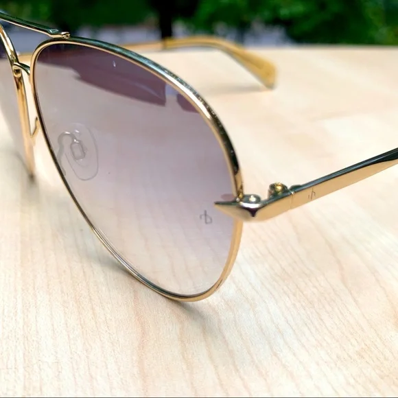 RAG & BONE stunning GOLD AVIATORS metal frames gradient mirrored lens NEW + case - Picture 1 of 8